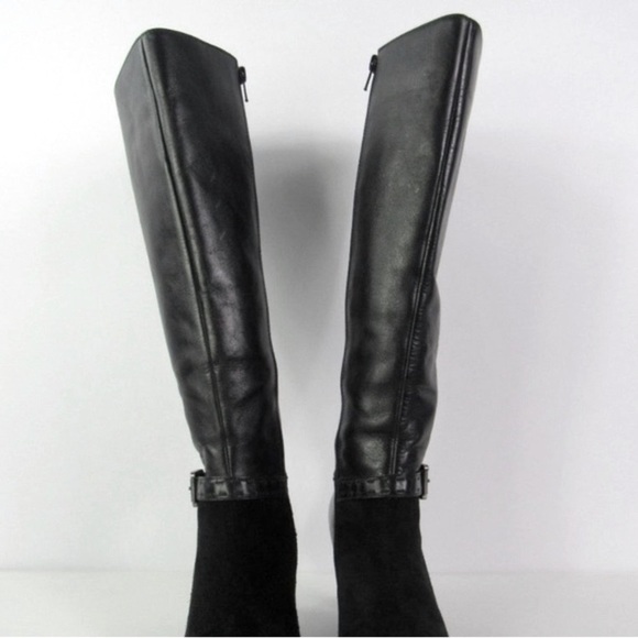 Franco Sarto Women’s Black Leather Suede Heel Zip Up Boots - Picture 5 of 8